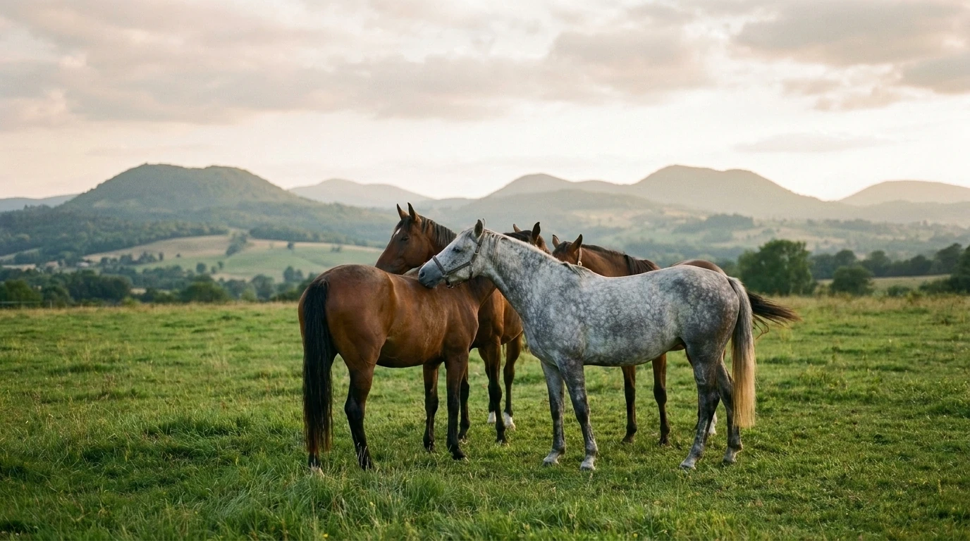 Les chevaux du Domaine Equestre de Margnat en liberté, Puy-de-Dôme